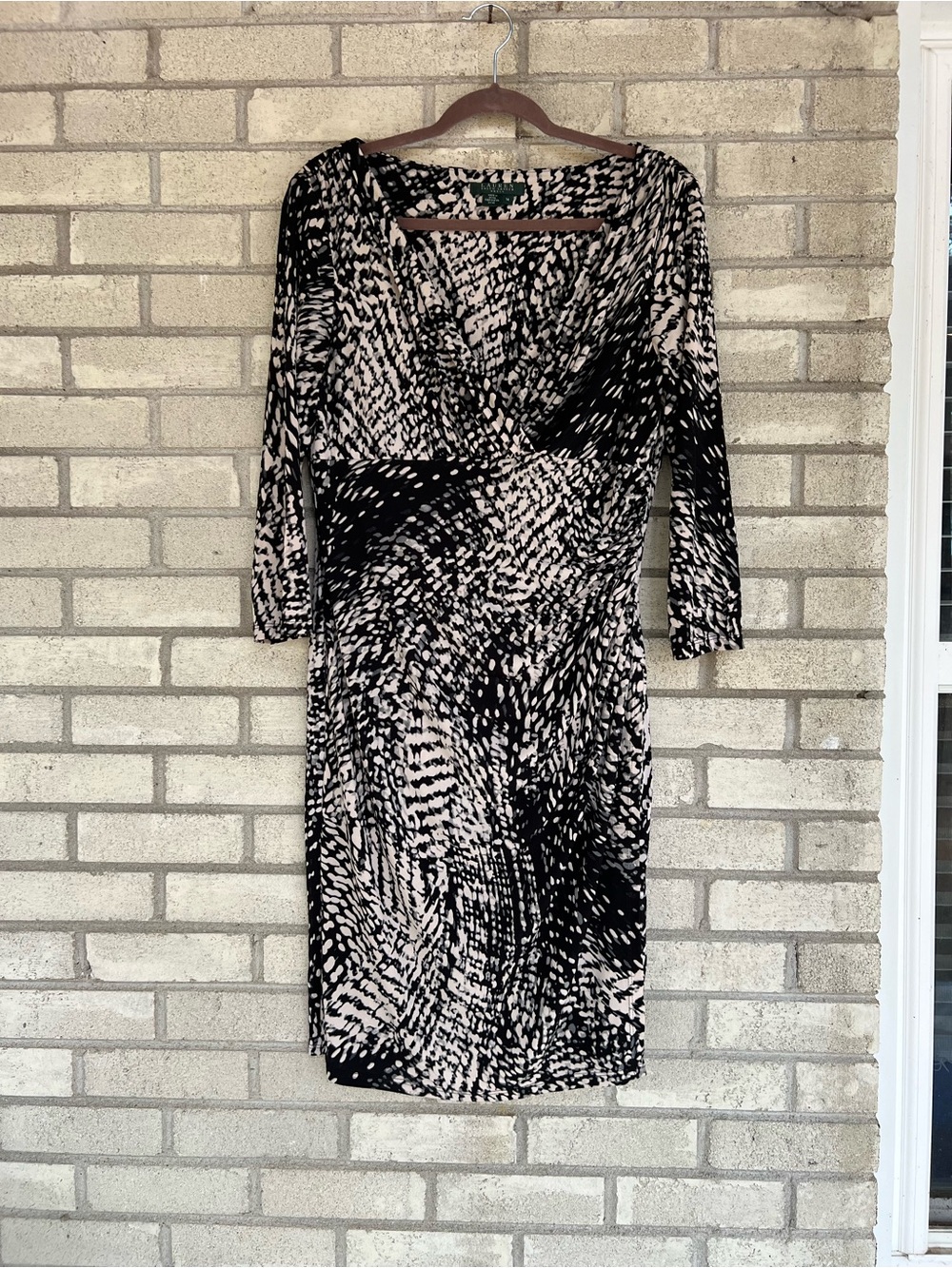 Lauren Ralph Lauren Abstract Ruched Faux Wrap Dress 14